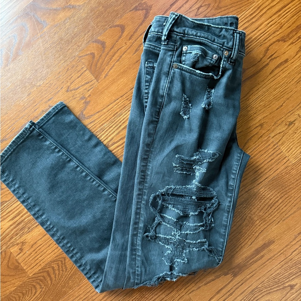 American Eagle Outfitters Ripped Charcoal Jeans